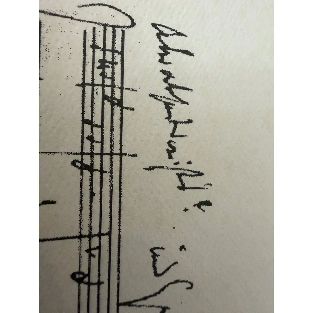 Vintage Framed Handwritten Sheet Music Manuscript Print Brass Frame 12x17